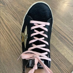 Golden Goose Superstar Sneakers in Black, Gold, and Beige Brown Leo, Size 7